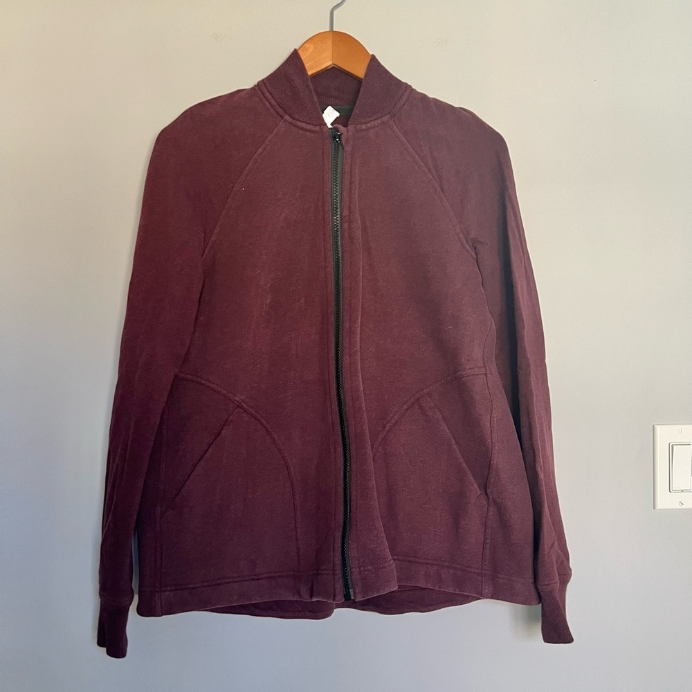 Lululemon Pleat To Street Bomber Jacket Heathered Bordeaux Drama Size 4